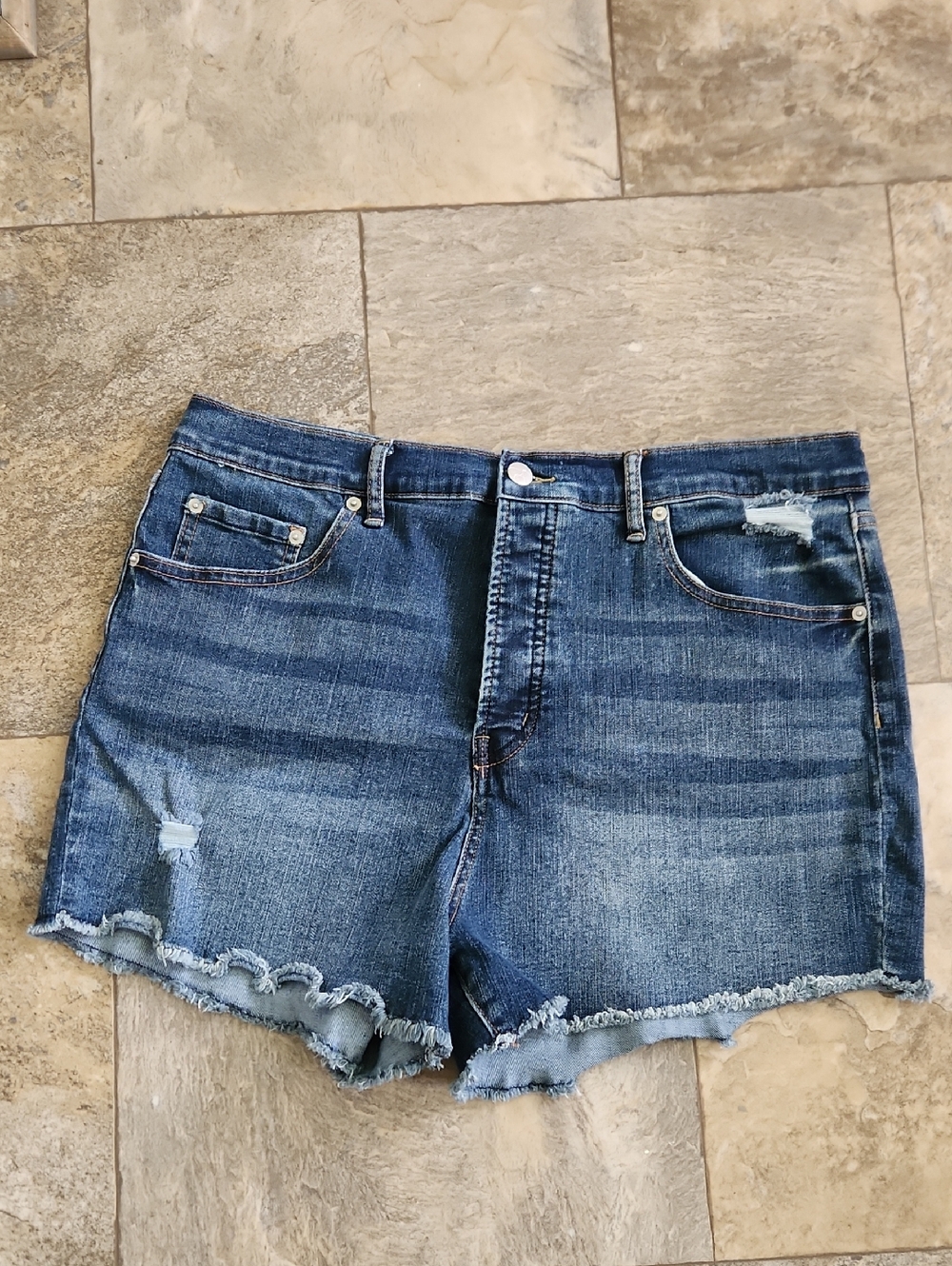 Jessica Simpson Dark Blue Distressed Denim Shorts
